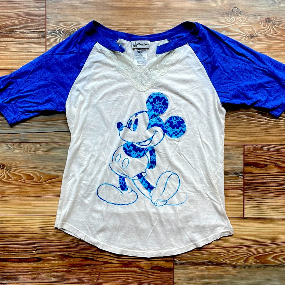 Blue Disney Mickey Baseball Style Tee (Sz L)